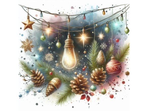 Download Holiday Lights with Textured Brush Detai - Premium Resources